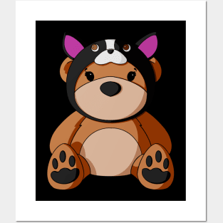 Boston Terrier Hat Teddy Bear Posters and Art